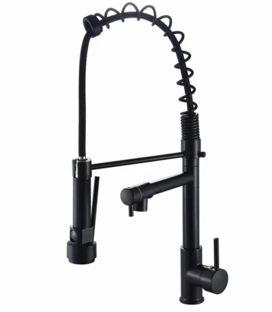 Baterie Bucatarie - Baterie bucatarie neagra cu arc dus si pipa rotativa Florida