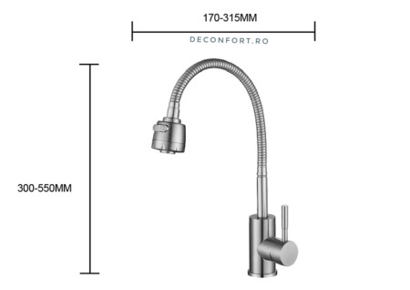 Baterie bucatarie pipa flexibila din inox satinat si para dus doua functii [3]