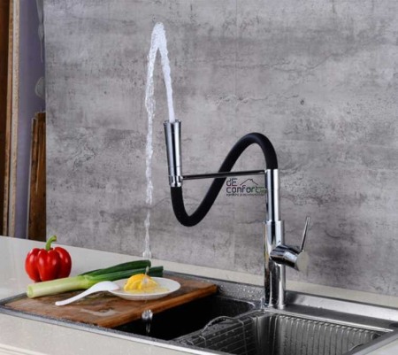 Baterie bucatarie pipa flexibila doua functii dus Fabia culoare neagra [1]