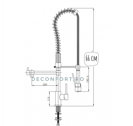 Baterie bucatarie profesionala Florida Chrome cu dus extractabil si pipa rotativa [4]