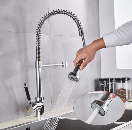 Baterie bucatarie profesionala inalta flexibila cromata Nevada [0]