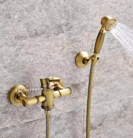 Baterie cabina dus antichizata bambus Soweto set dus inclus
