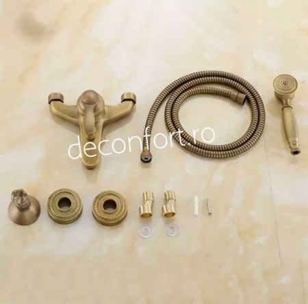 Baterie cada bronz antichizt cu furtun si para dus Kano [3]