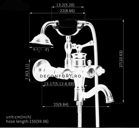 Baterie cada cromat lucios cu set dus inclus, doua functii Lavory Chrome [2]