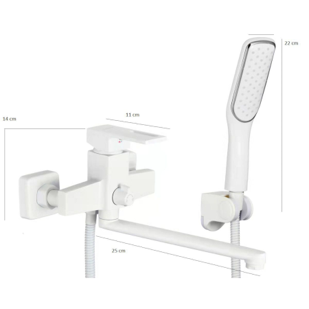 Baterie cada cu set dus alba rectangulara pipa lunga Milo [3]