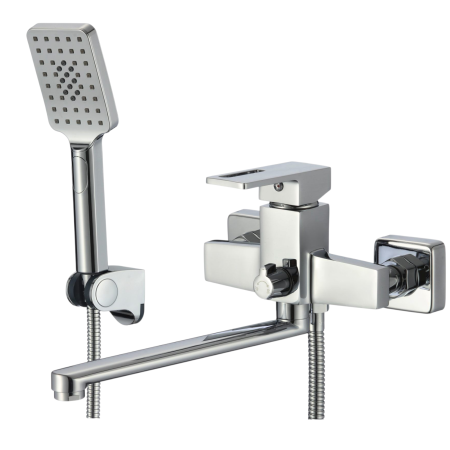 Baterii Sanitare - Baterie cada dus cromata rectangulara pipa lunga