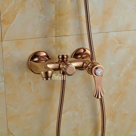 Baterie cada-dus Nera Rose Gold cu dus mobil si functie cada