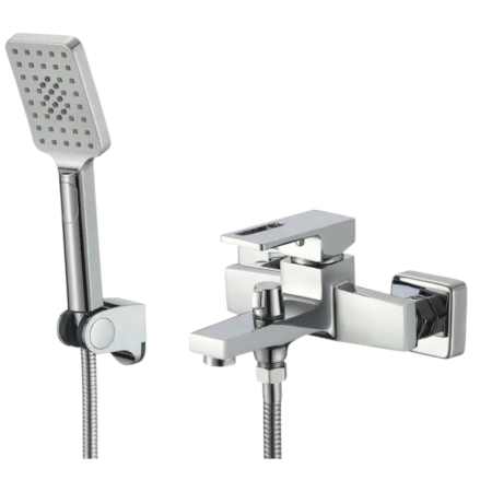 Baterii Sanitare - Baterie cada dus pipa fixa aspect cromat modern Milo