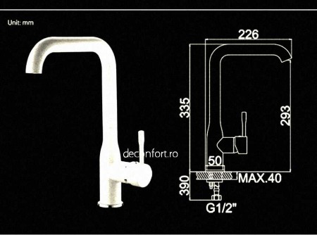 Baterie chiuveta bucatarie cromat lucios  FRAPO pipa inox rotativa 90° cartus ceramic [3]