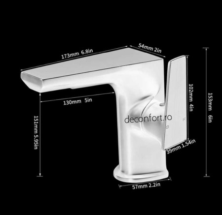 Baterie chiuveta cromat lucios Moss Crom cartus ceramic montare lavoar [3]