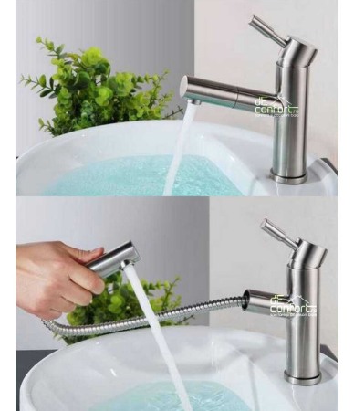 Baterie inox dus extractabil montare lavoar jet apa unic [2]