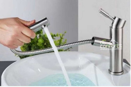 Baterie inox dus extractabil montare lavoar jet apa unic [0]