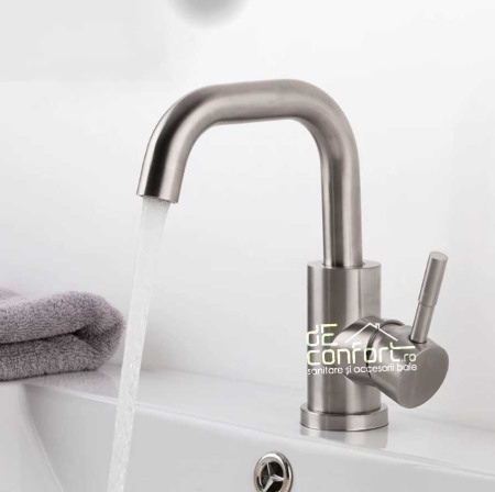 Baterii lavoar - Baterie inox inaltime medie finisaj periat