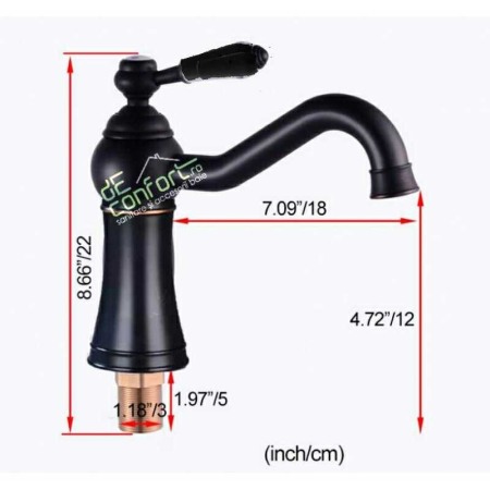 Baterie lavoar antichizata retro montare chiuveta RYDE Dark culoare neagra [2]