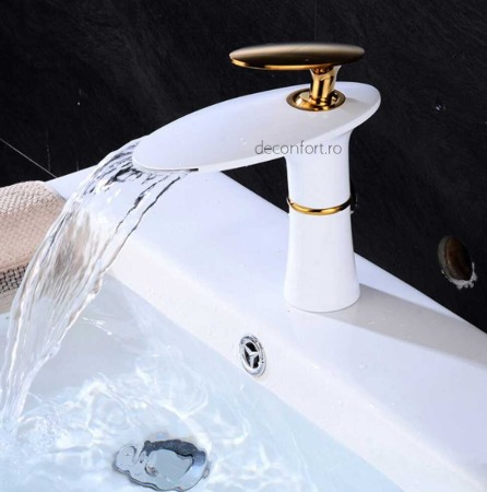 Baterie lavoar baie culoare alba auriu Preston [1]