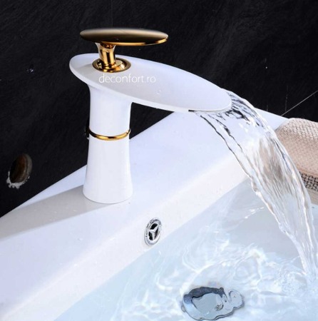 Baterie lavoar baie culoare alba auriu Preston [0]