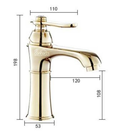 Baterie lavoar bronz auriu pipa fixa Nera Gold [3]