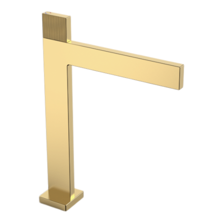 Baterii bronz antic - Baterie lavoar inalta aurie SLIM montare blat