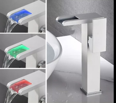 Baterie lavoar led cromata Preston cascada [1]