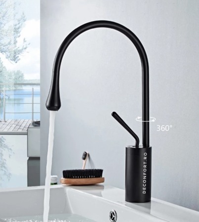 Baterie lavoar negru antichizat lebada inaltime medie DROP [1]