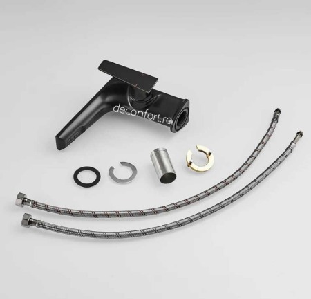 Baterie lavoar negru antichizat pentru chiuveta baie Moss Dark [4]