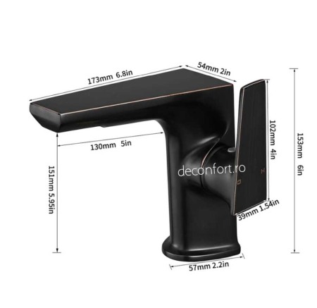 Baterie lavoar negru antichizat pentru chiuveta baie Moss Dark [3]