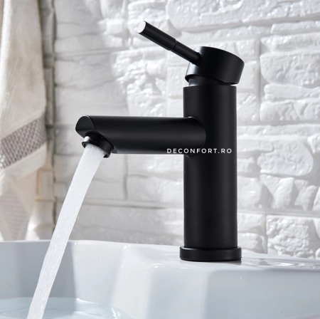 Baterii lavoar - Baterie lavoar negru mat inox pipa fixa