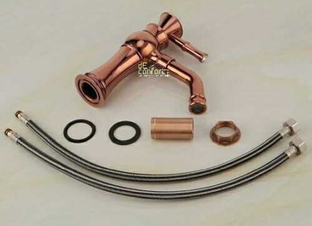 Baterie lavoar Rose Gold Benin cu pipa rotativa apa calda-rece [2]