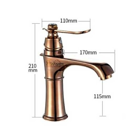 Baterie lavoar roz auriu pipa fixa Nera Rose Gold [3]