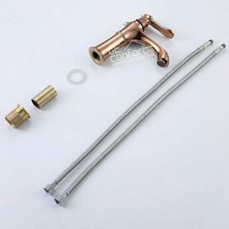 Baterie lavoar roz auriu pipa fixa Nera Rose Gold [2]