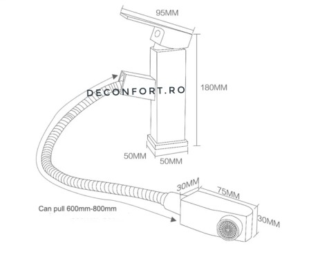 Baterie lavoar salon dus extractabil cromata rectangulara [4]