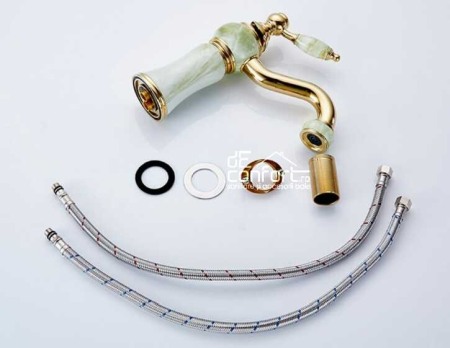 Baterie montare lavoar JADE Gold inaltime medie fixare pe chiuveta baie [2]