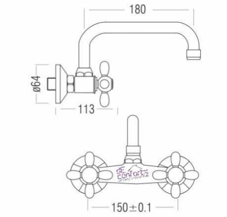 Baterie montare perete bronz antichizat YOLA [2]