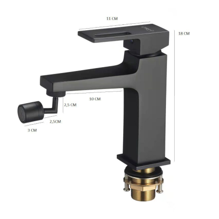 Baterie neagra alama sanitara pentru bideu MILO [3]