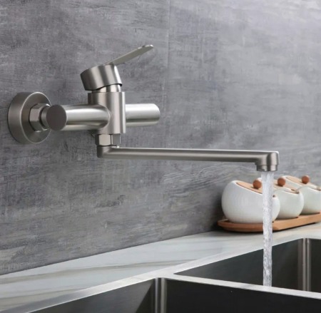 Baterie perete inox cromat pipa lunga Steel [4]