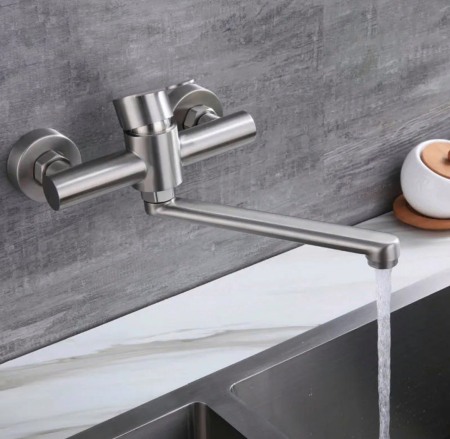 Baterie perete inox cromat pipa lunga Steel [2]