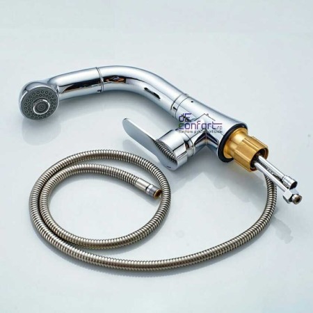 Baterie salon dus extractabil doua functii Venus cromat montare blat langa lavoar [3]