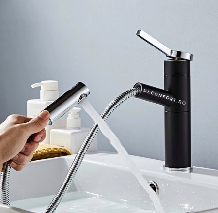 Baterie salon dus extractabil negru crom [3]