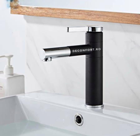 Baterie salon dus extractabil negru crom [1]