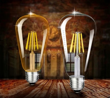 Bec filament incandescent Edison 4w LED dulie e27 lumina calda ST64 [3]