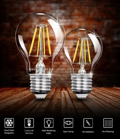 Bec LED filament incandescent Edison 4w dulie e27 lumina calda [2]