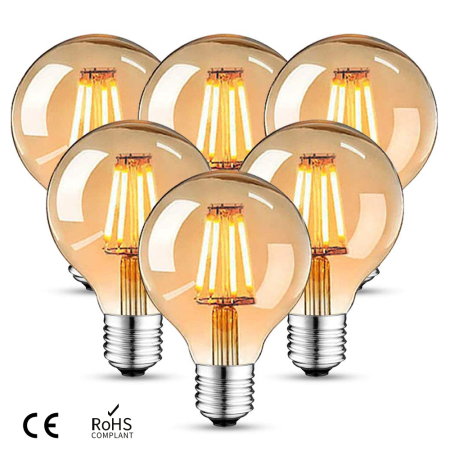 Bec LED G80 Filament Edisson 6W Lumina Rece E27 [2]