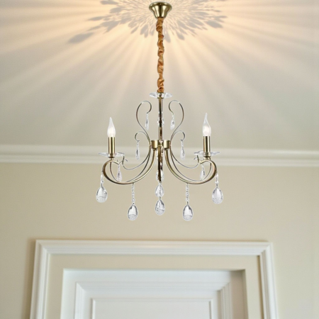 Candelabru 3 brate E14 auriu inaltime reglabila [1]