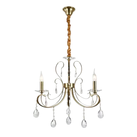 Candelabru bec LED - Candelabru 3 brate E14 auriu inaltime reglabila