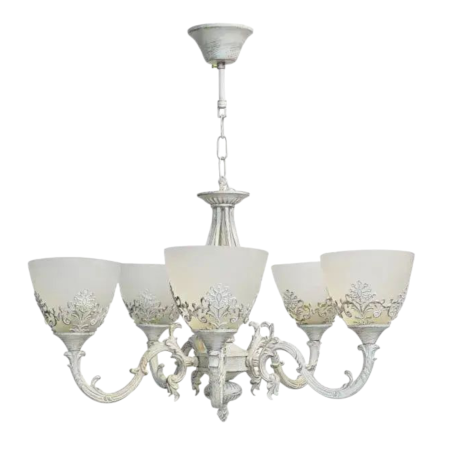 Candelabru 5 brate alb antichizat COTTAGE E27