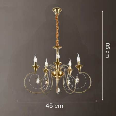 Candelabru Cristal 5xE14 auriu inaltime reglabila - Frederick [3]