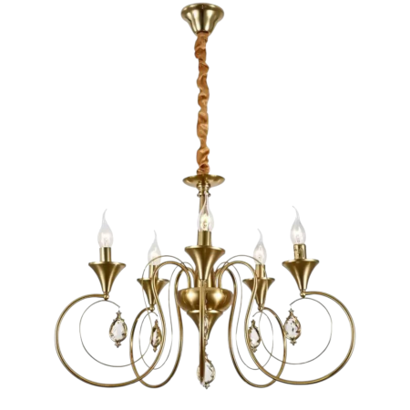 Candelabru Cristal 5xE14 auriu inaltime reglabila - Frederick
