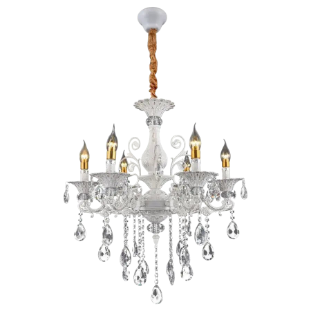 Candelabru Cristal 6 brate E14 alb ROYAL