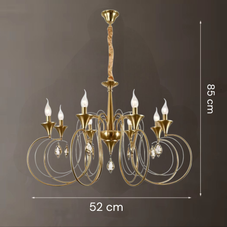 Candelabru cristal 8xE14 auriu inaltime reglabila - Frederick [3]
