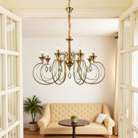 Candelabru cristal 8xE14 auriu inaltime reglabila - Frederick [1]